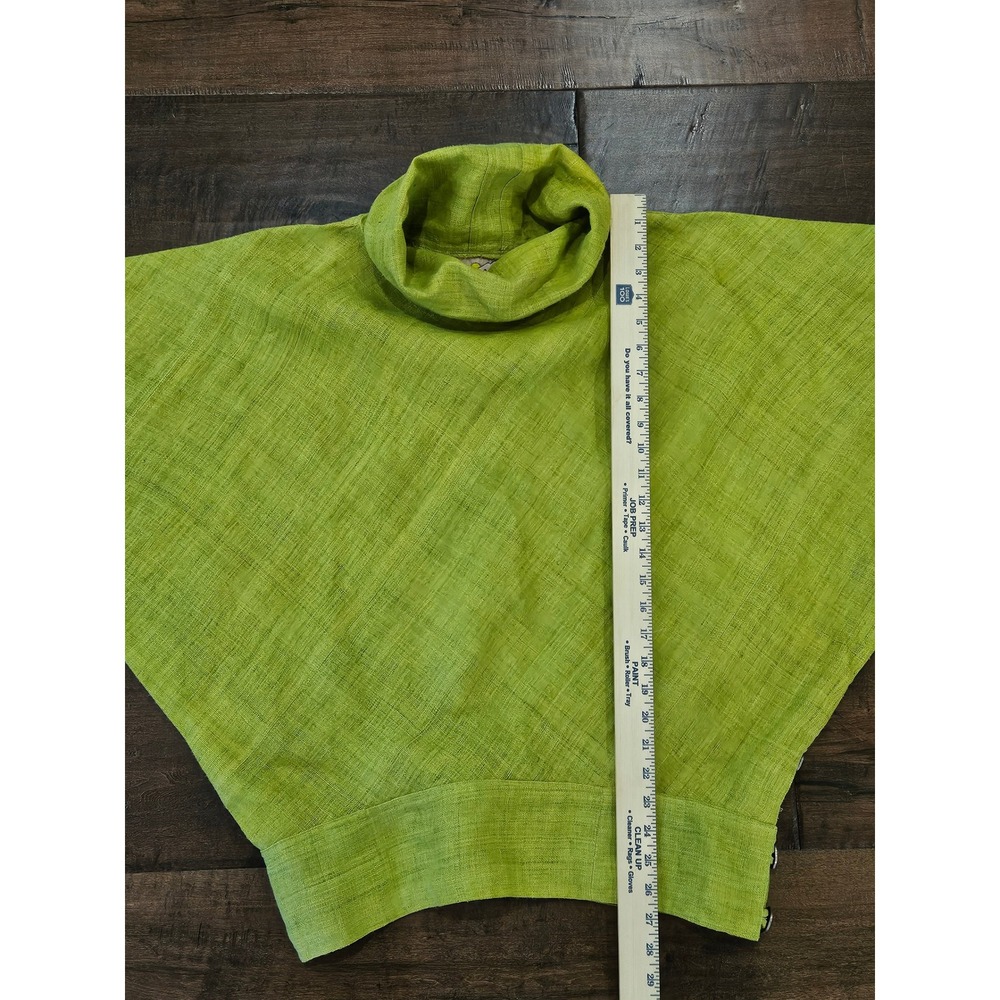 RARE Boho Dancing Ladies Lime Green 100% Hemp Cowl Neck Coin Buttons M - Picture 5 of 13